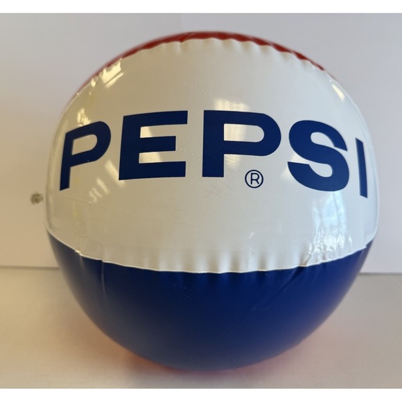 Vintage PepsiCOLA Inflatable USA Advertising BEACH BALL Glossy Vinyl w Logo